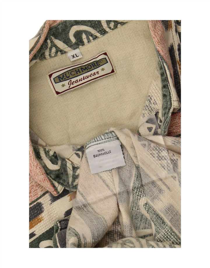 MUCHMORE Mens Short Sleeve Shirt XL Multicoloured Striped Cotton Vintage Muchmore and Second-Hand Muchmore from Messina Hembry 