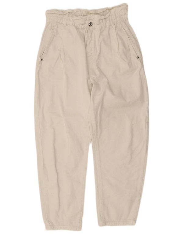 Zara Womens High Waist Crop Loose Jeans EU 38 Small W28 L24 White