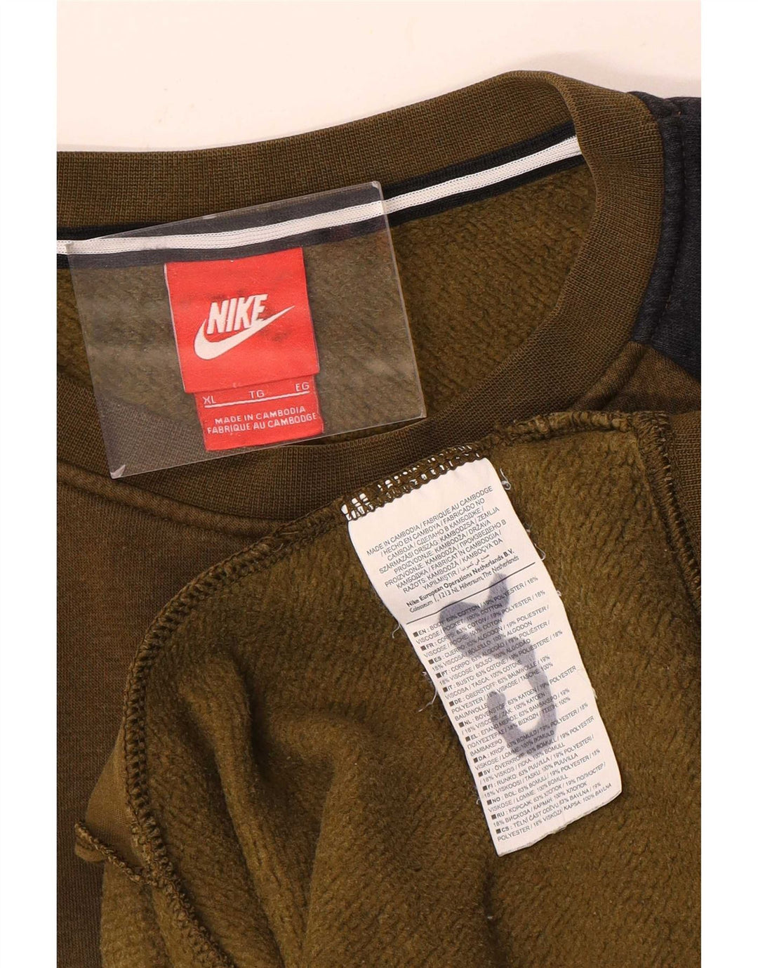 Nike grafisk sweatshirt til mænd XL Khaki Colourblock Bomuld
