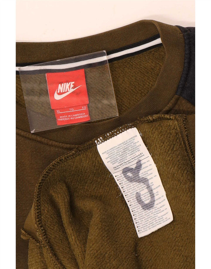 Nike grafisk sweatshirt til mænd XL Khaki Colourblock Bomuld