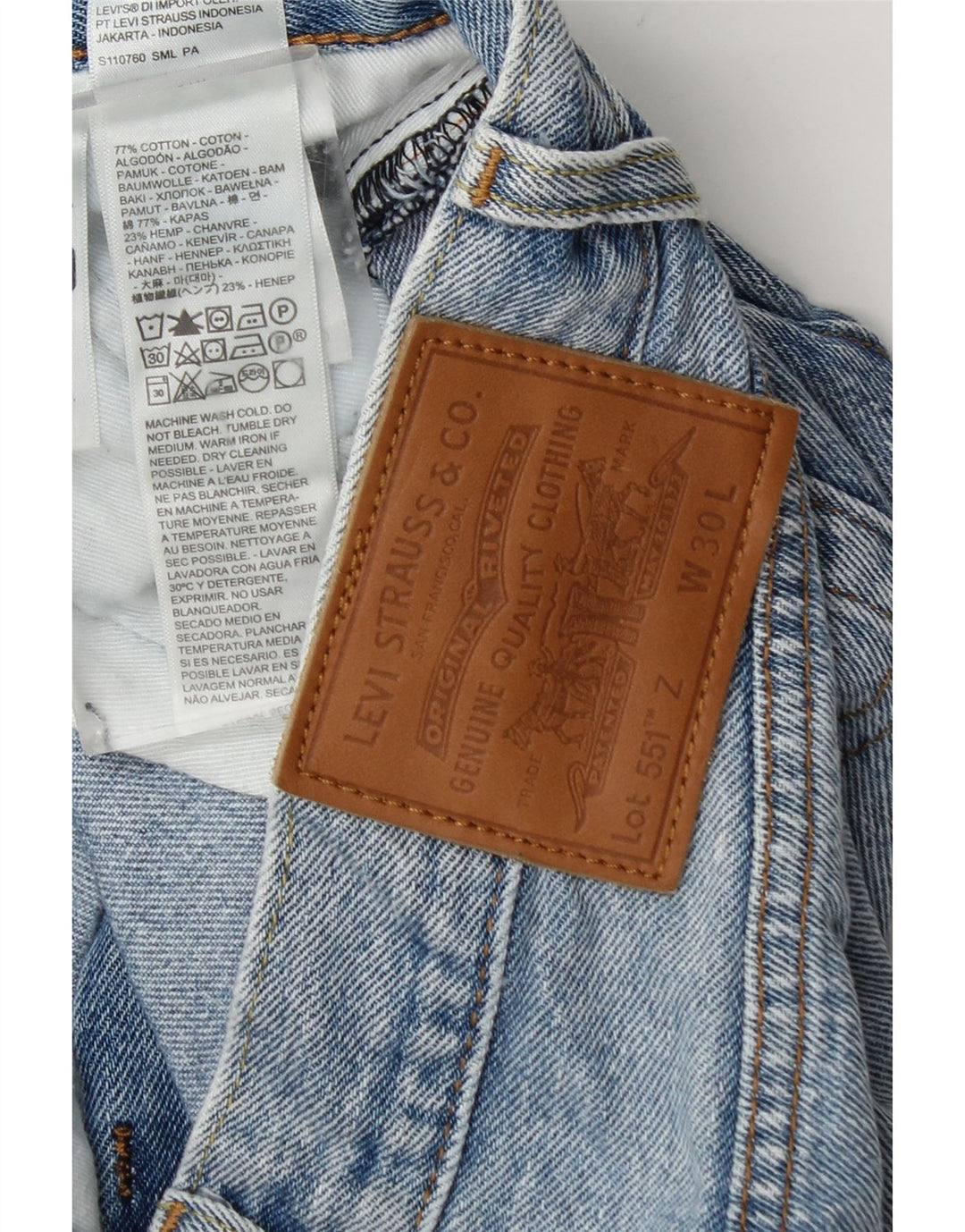 Levi's Herre 551 lige jeans W30 L27 blå bomuld