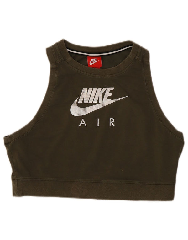 Nike Womens Crop Grafisk Vest Top UK 14 Large Khaki Colourblock Bomuld