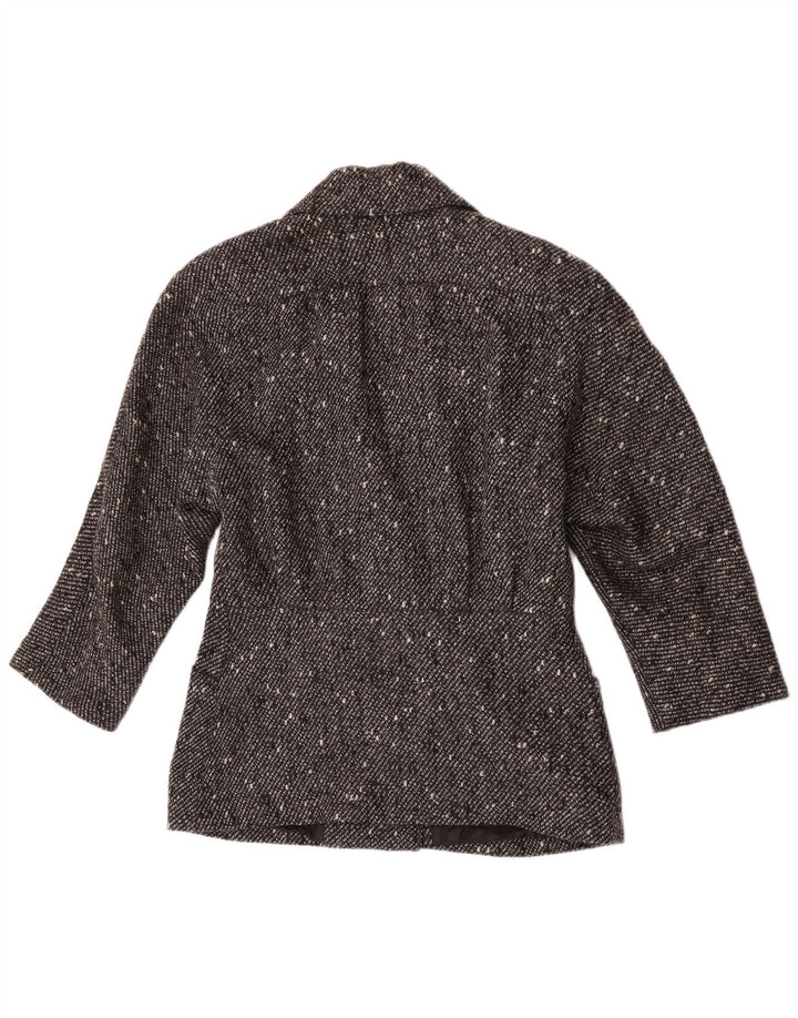 Vintage dobbeltradet blazerjakke til kvinder EU 42 Large Black Flecked Wool