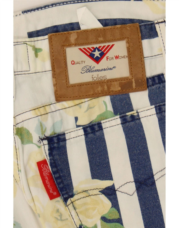 BLUMARINE Womens Straight Jeans IT 44 Medium W30 L29 White Striped Cotton Vintage Blumarine and Second-Hand Blumarine from Messina Hembry 
