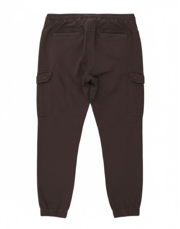 Zara Herre Joggers Cargo Bukser EU 42 Large W32 L28 Sort Bomuld