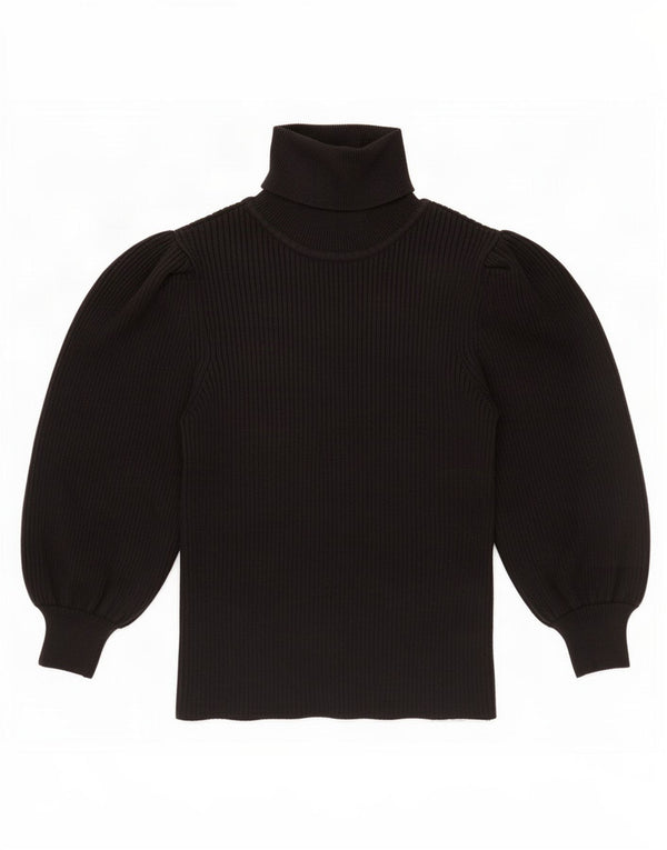 Zara Womens Crop Top 3/4 ærme UK 8 Small Black Viscose