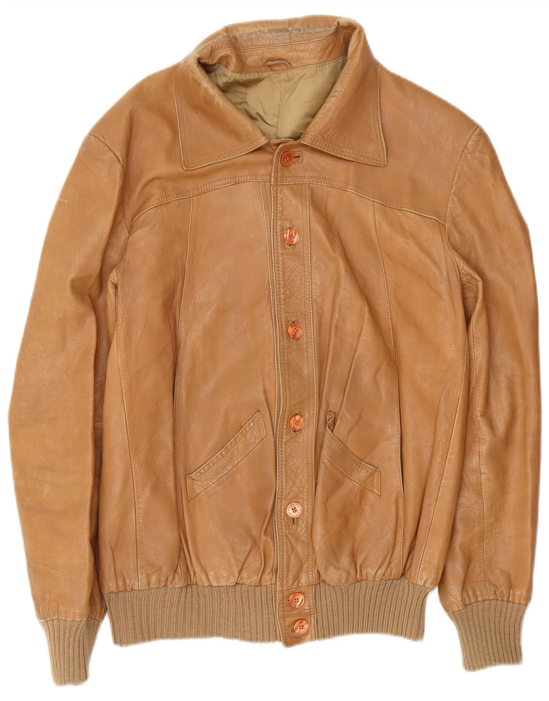 Vintage herre læderjakke IT 54 2XL Brun