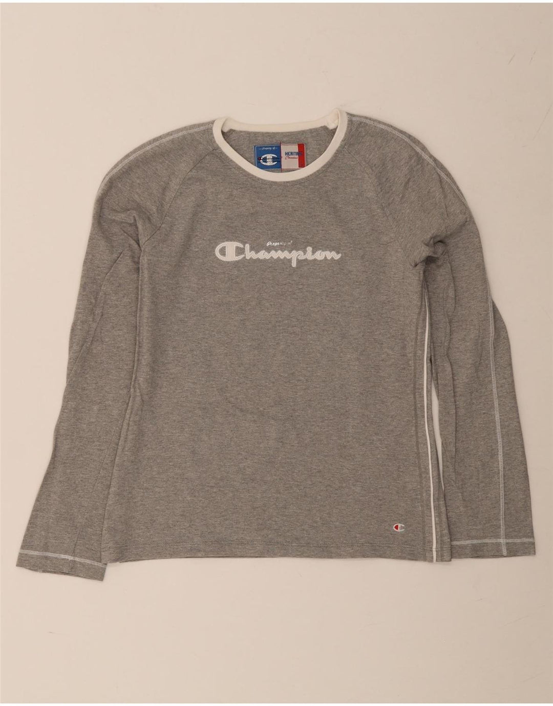 Champion Womens Heritage Classics Grafisk Top Langærmet UK 14 Stor Grå