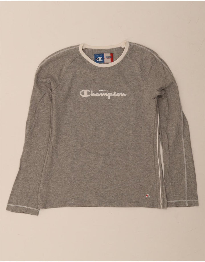 Champion Womens Heritage Classics Grafisk Top Langærmet UK 14 Stor Grå
