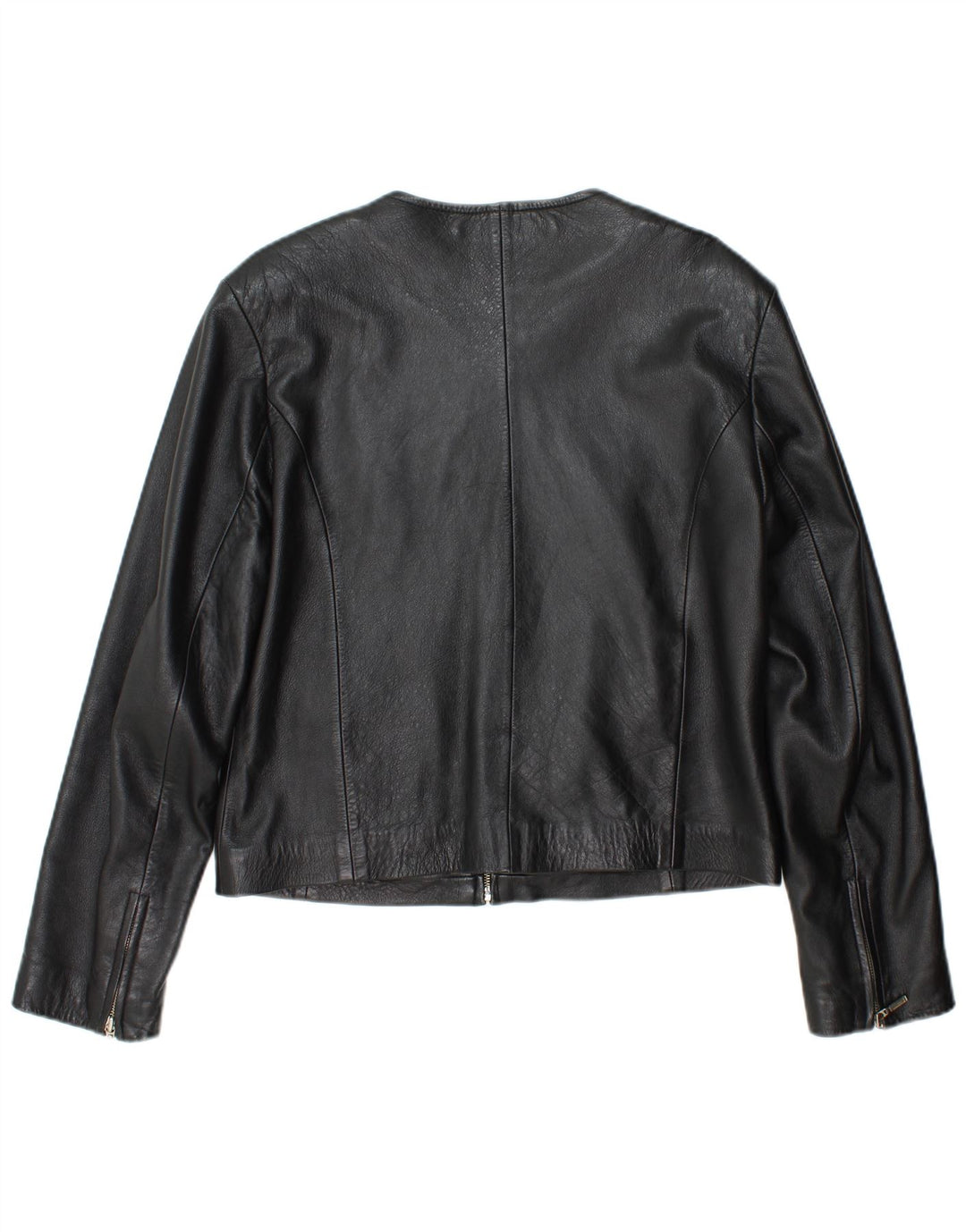 RABERG Dame Crop Læderjakke EU 42 Stor Sort Læder