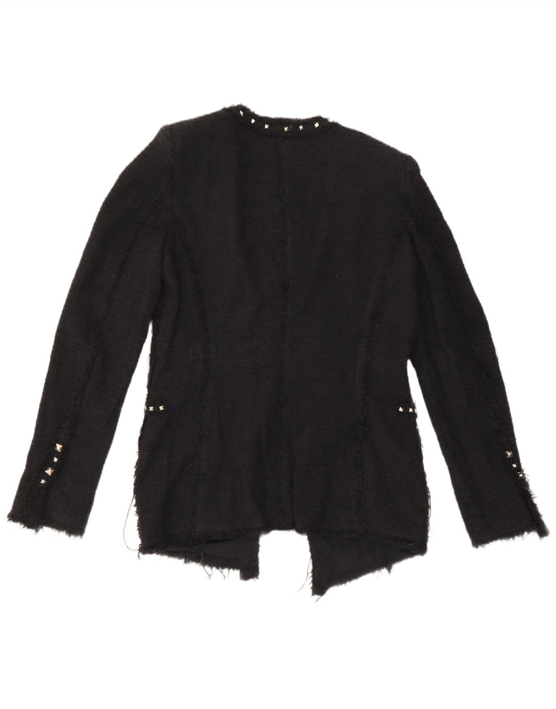 Zara Womens Open Blazer Jacket UK 12 Medium Black Bomuld