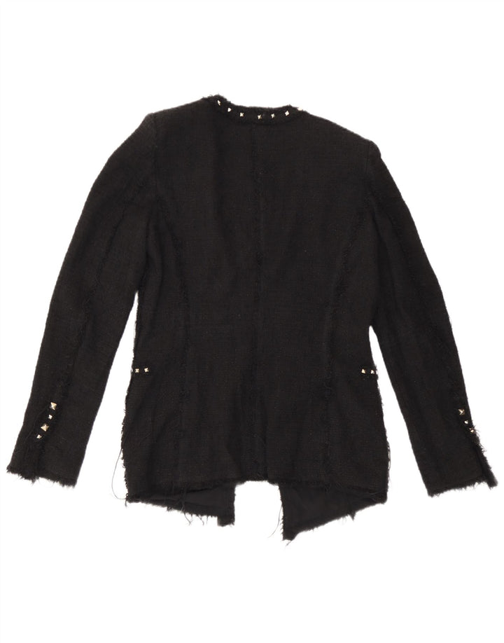 Zara Womens Open Blazer Jacket UK 12 Medium Black Bomuld