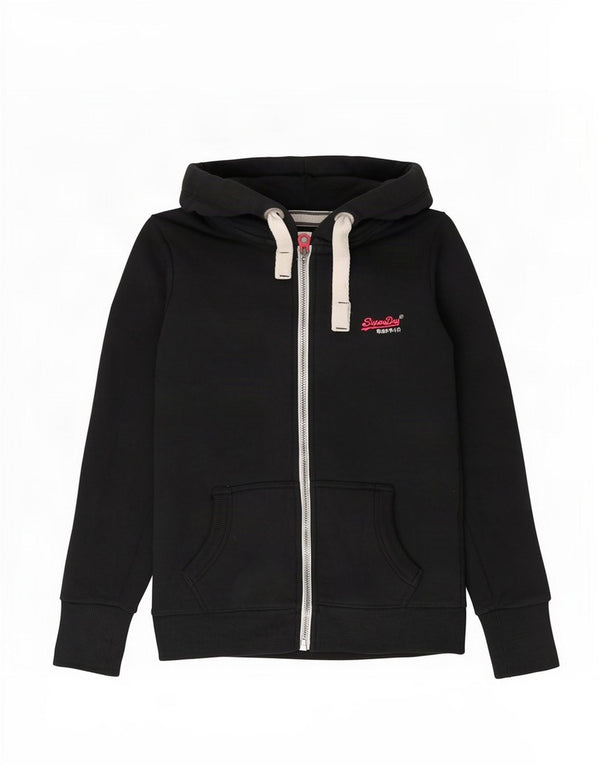Superdry hættetrøje til kvinder med lynlås UK 10 Lille sort bomuld