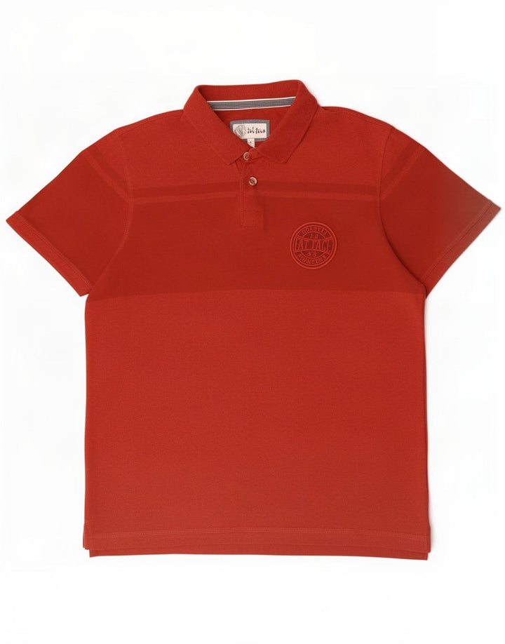 Fat Face Herre Polo Shirt Stor Rød Colourblock Bomuld