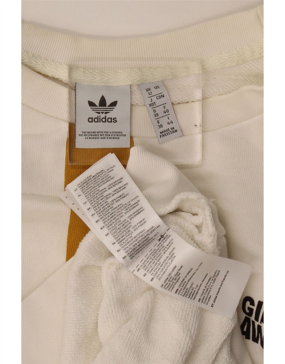 ADIDAS Dame Oversized Sweatshirt Jumper UK 12 Medium White Colourblock