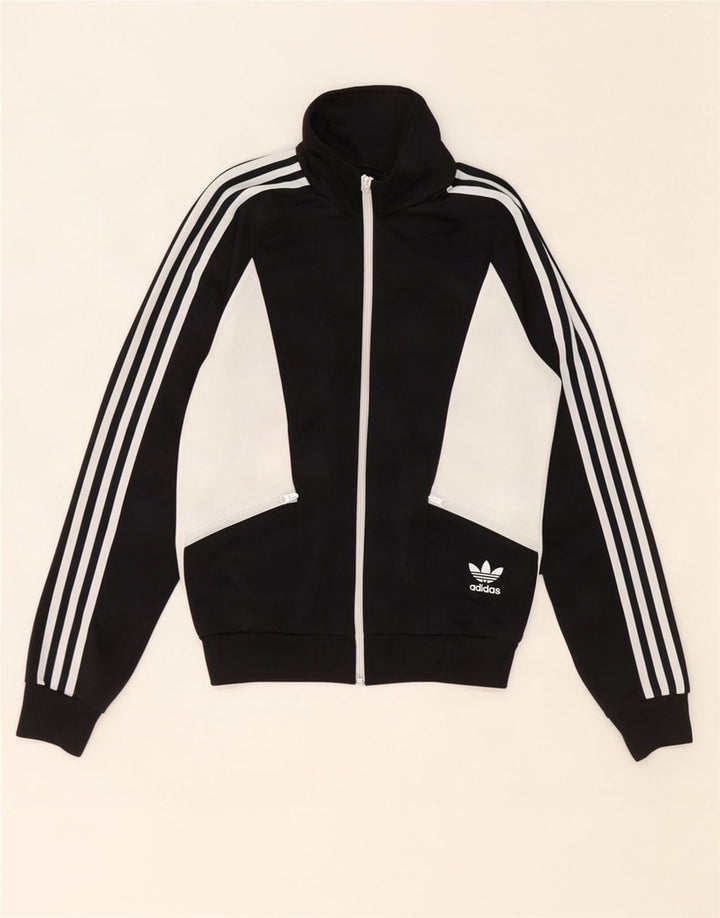 Adidas træningsdragt topjakke til kvinder UK 10 Small Black Colourblock Polyester