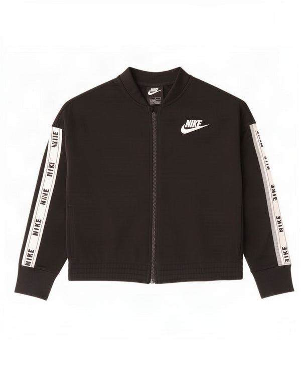 Nike piger grafisk træningsdragt topjakke 12-13 år stor sort farveblok