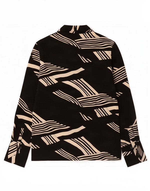 Marks & Spencer Womens Abstract Pattern Shirt UK 16 Large Black Viscose