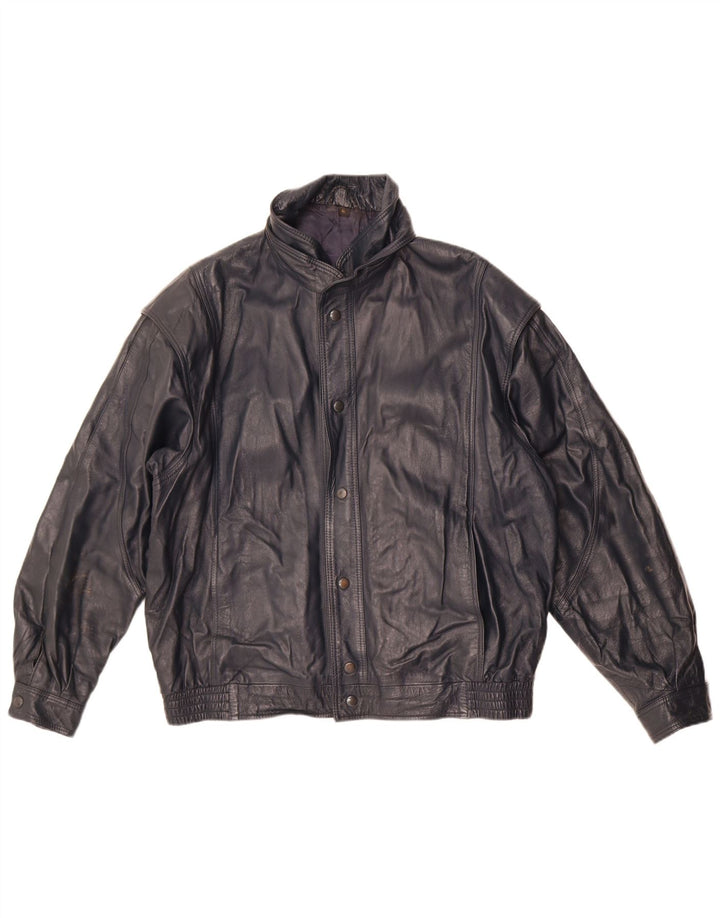 Sterling Herre Læderjakke UK 40 Large Navy Blue Læder