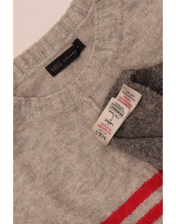 Marks & Spencer Dame sweater med rund hals DK 16 Stor grå stribet