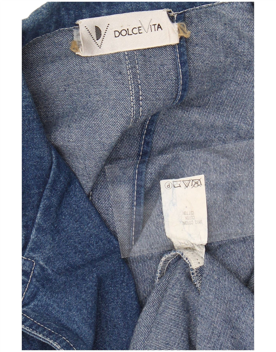 DOLCE VITA Dame 2-knaps denim blazerjakke UK 14 Stor blå bomuld