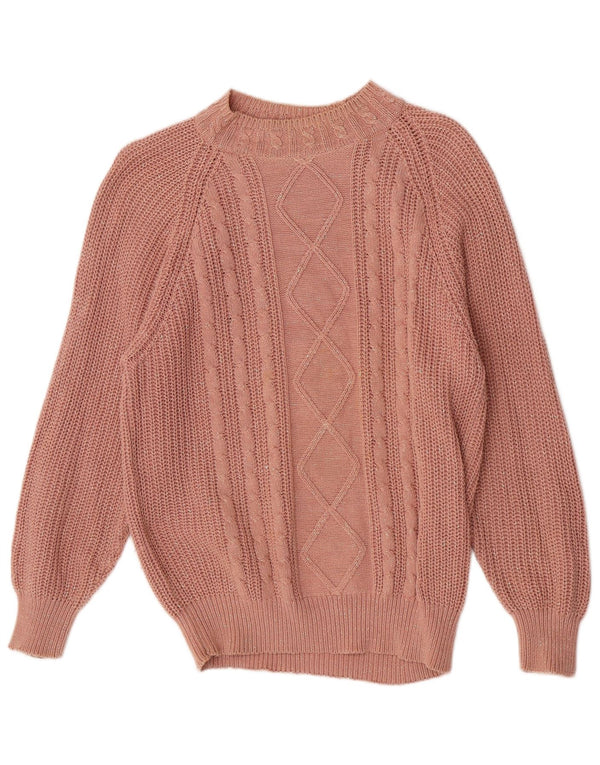 Yorn Womens Relaxed Fit Crew Neck Jumper Sweater UK 10 Small Pink Flecked