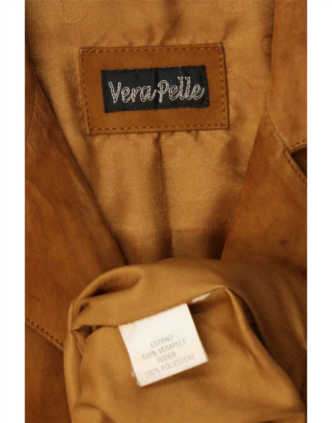 VINTAGE Dame ruskindsjakke UK 18 XL brunt læder