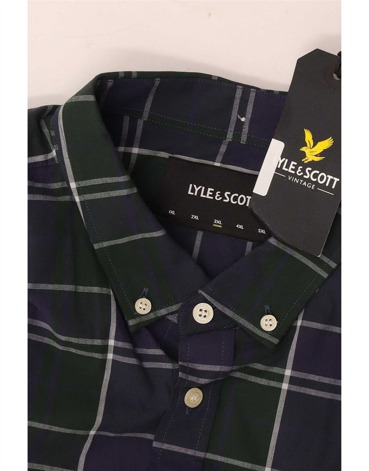 Lyle & Scott herreskjorte 3XL marineblå ternet bomuld