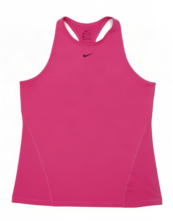 Nike Dame Dri Fit Vest Top UK 14 Large Pink Polyester