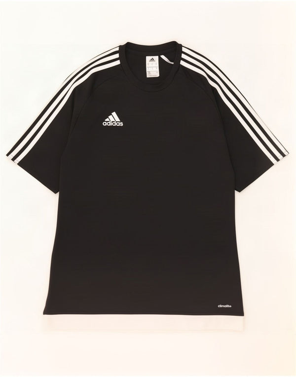 Adidas Herre Climalite T-Shirt Top Medium Sort Colourblock Polyester