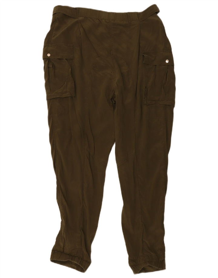 Ted Baker Dame Højtaljede Cargo Bukser Størrelse 3 Medium W34 L28 Khaki