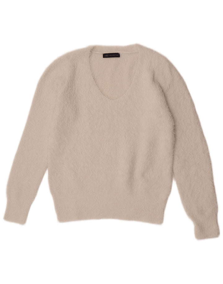 Marks & Spencer Dame V-hals sweater UK 12 Medium Off White