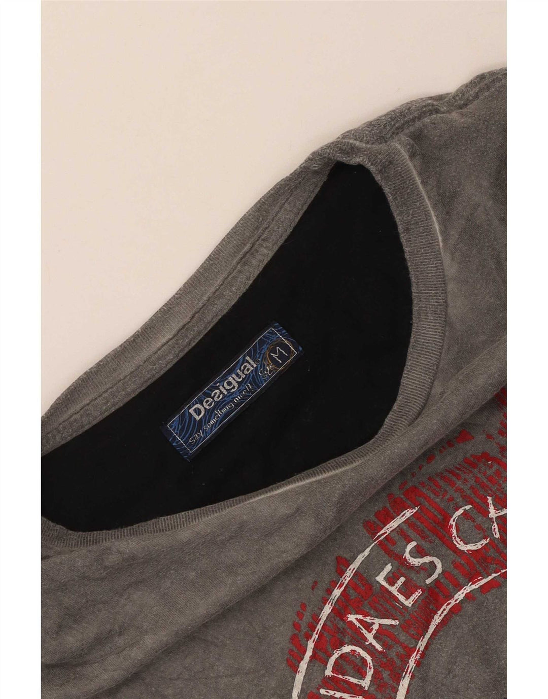 Desigual Herre grafisk T-shirt Top mellemgrå