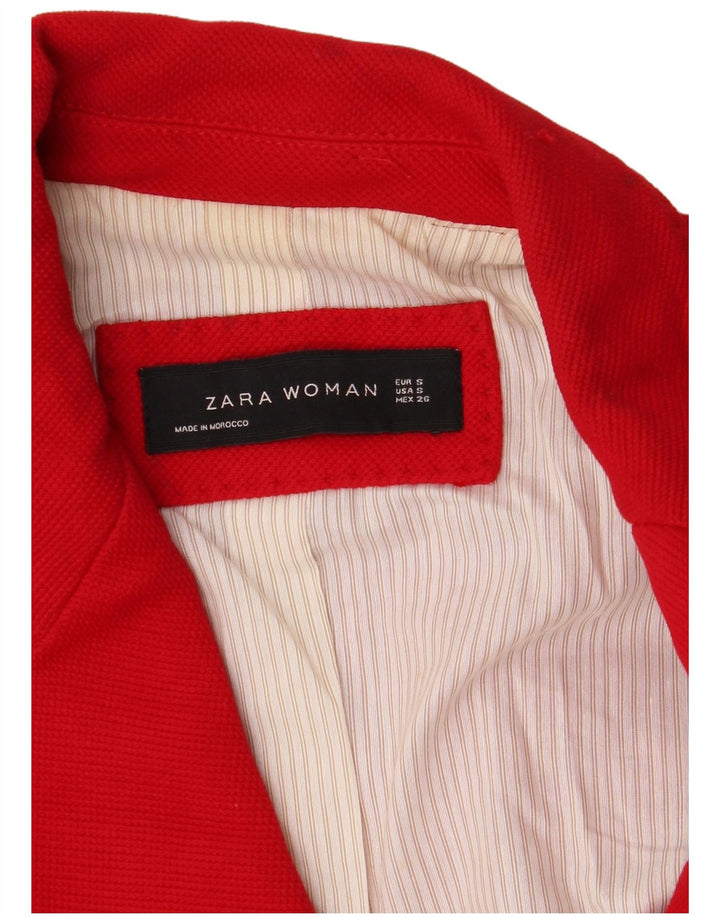 Zara Dame 1 Knap Blazer Jacket UK 10 Lille Rød
