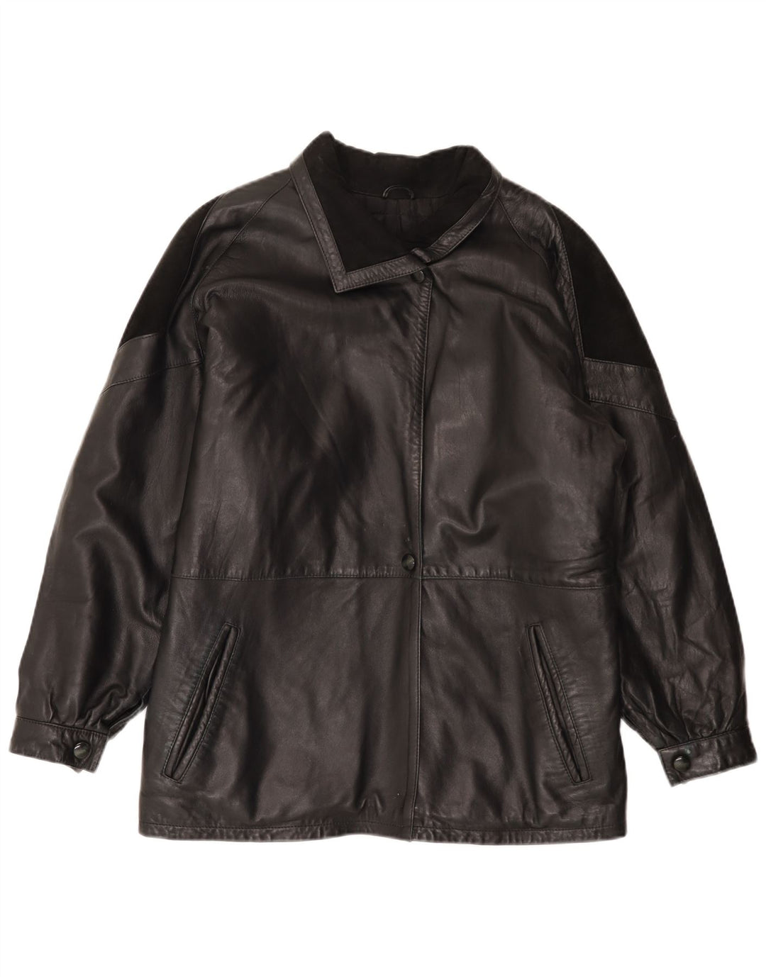 Vintage dame læderjakke EU 44 XL sort læder