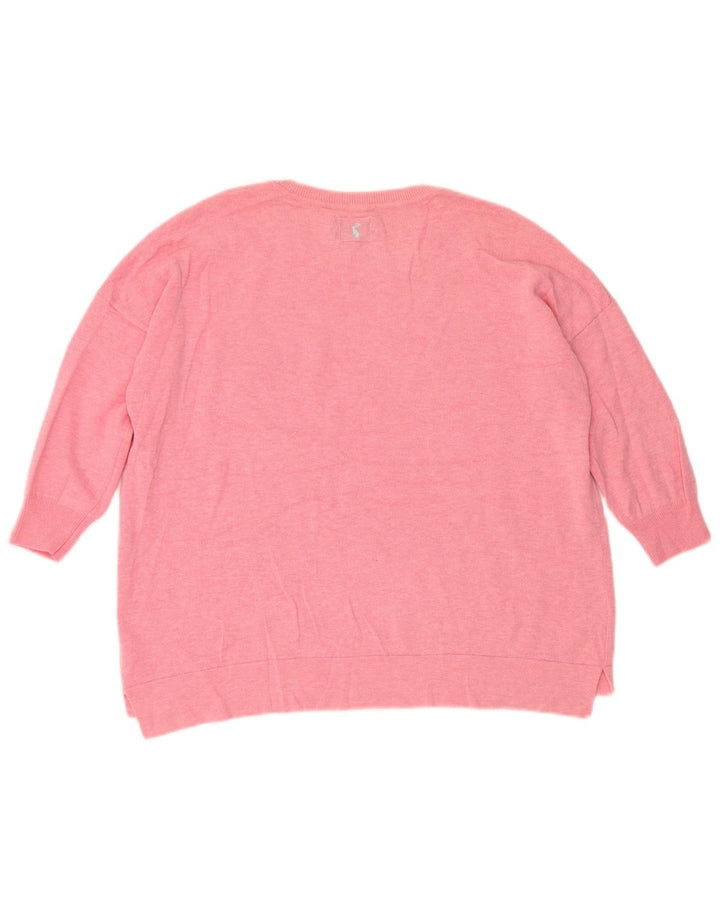 Joules Dame Oversized Crew Neck Jumper Sweater UK 14 Large Pink Polyamid