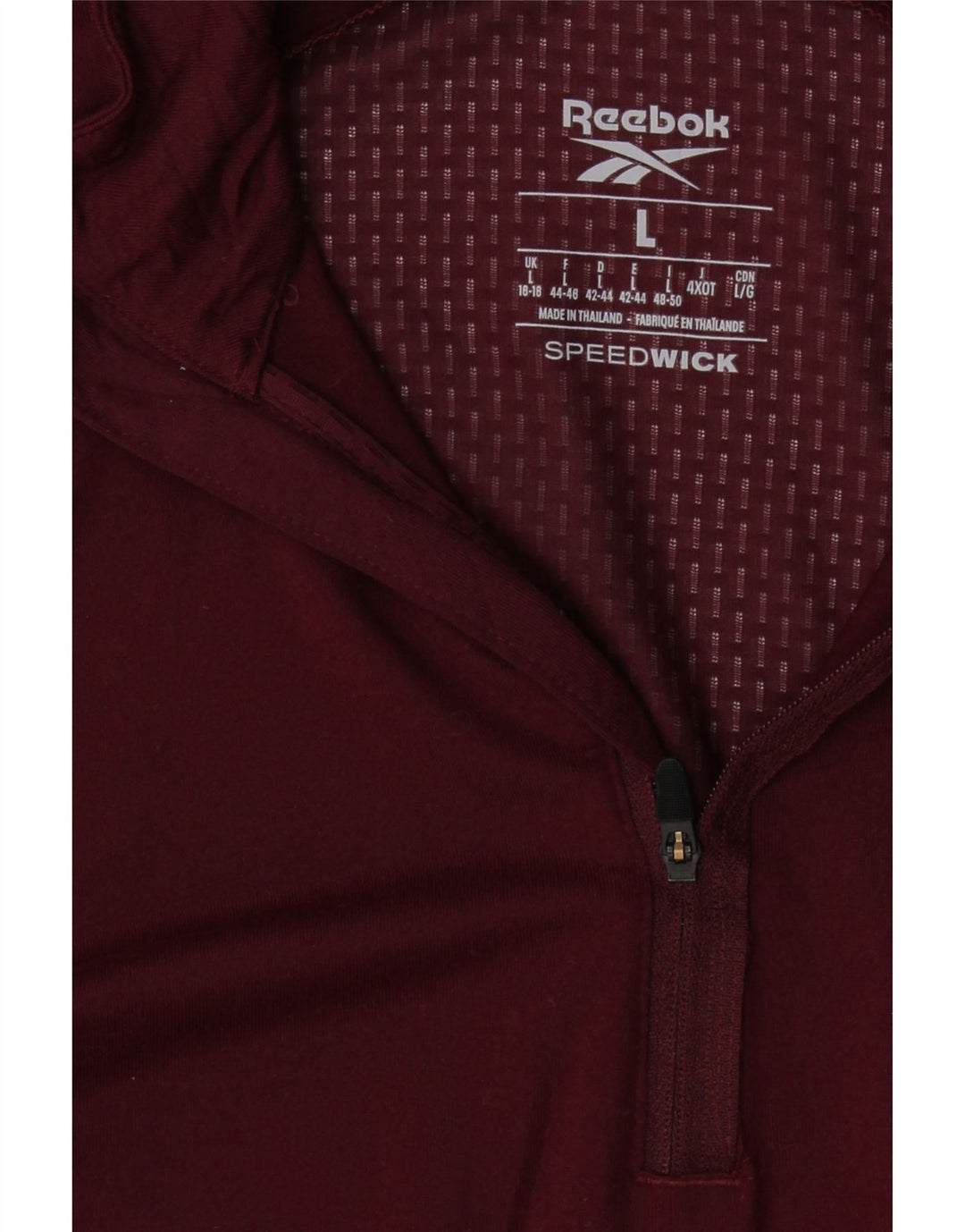 REEBOK Womens Zip Neck Pullover Tracksuit Top UK 16/18 Large Burgundy Vintage Reebok and Second-Hand Reebok from Messina Hembry 