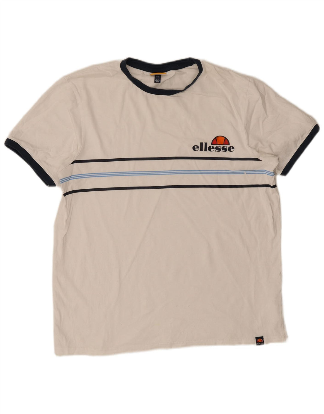 Ellesse Herre T-Shirt Top XL Hvidstribet bomuld