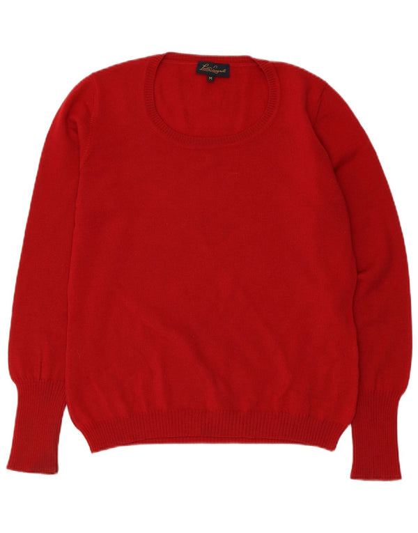 Luisa Spagnoli Dame Boat Neck Jumper Sweater UK 12 Medium Red Virgin Wool