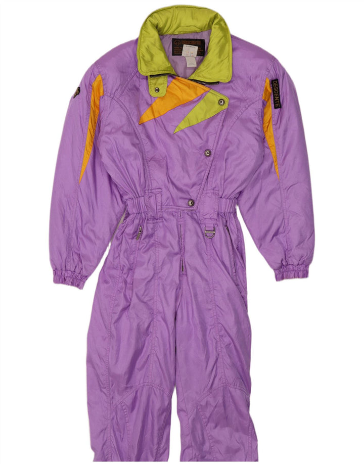 Descente Dame Hætte Ski Jumpsuit EU 38 Medium Lilla Colourblock Nylon