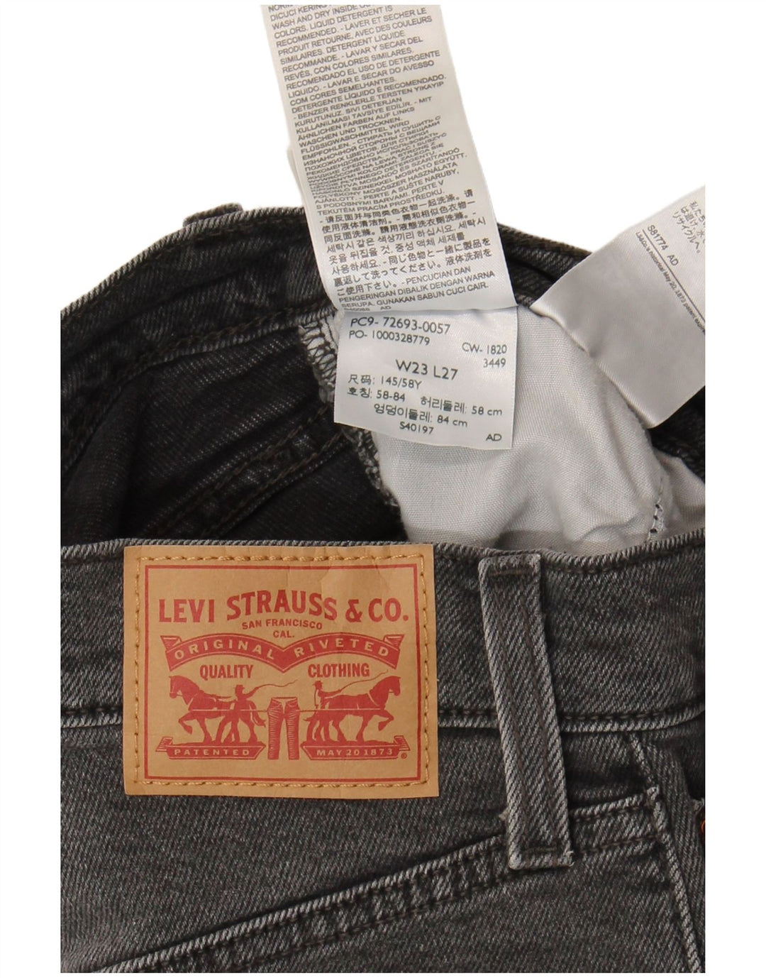 Levi's Dame Ribcage Straight Jeans W23 L27 Grå Bomuld