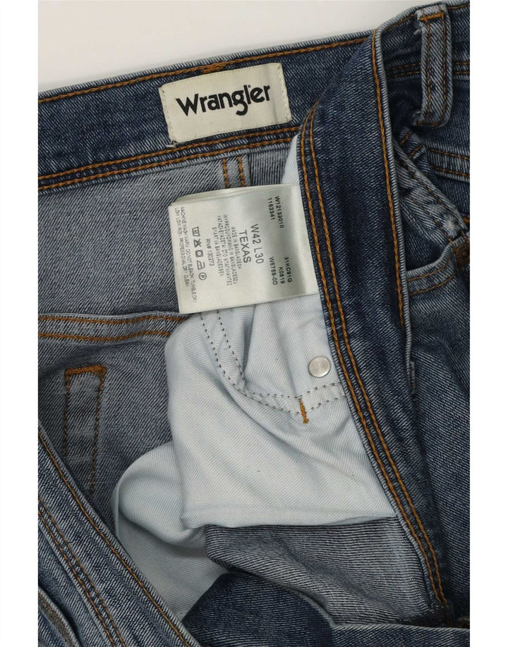 Wrangler Herre Texas Straight Jeans W42 L30 Blå Bomuld