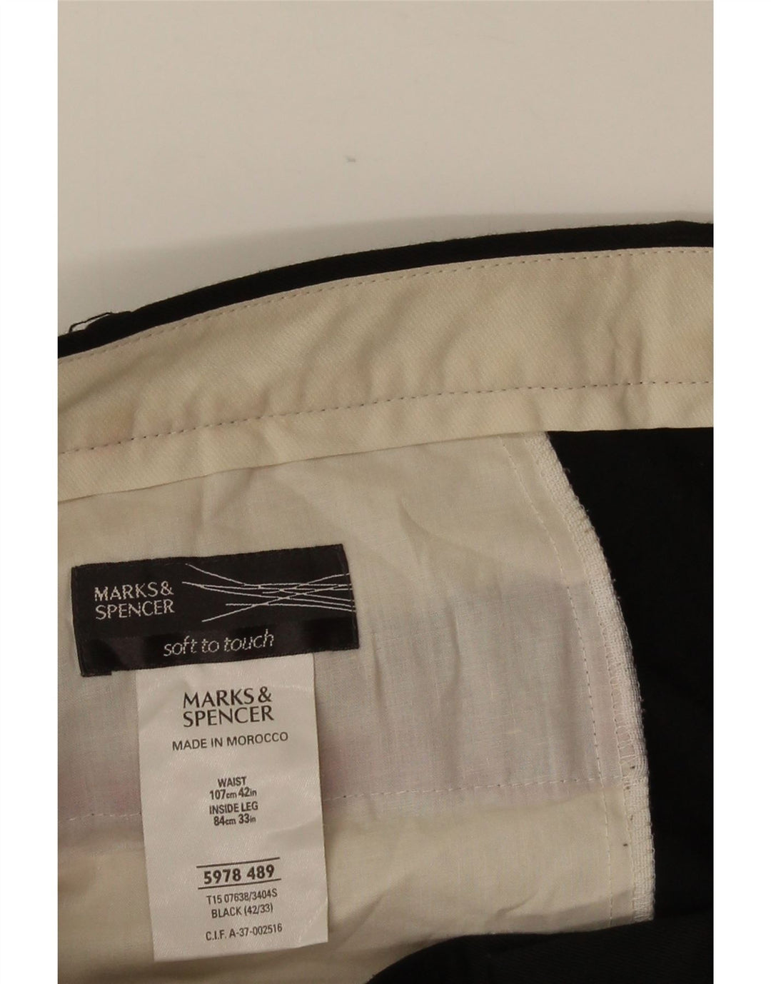 Marks & Spencer Herre Pegged Suit Bukser W42 L33 Sort Viscose