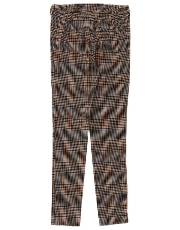 Zara Slim Chinobukser til kvinder XS W24 L26 brun ternet viskose
