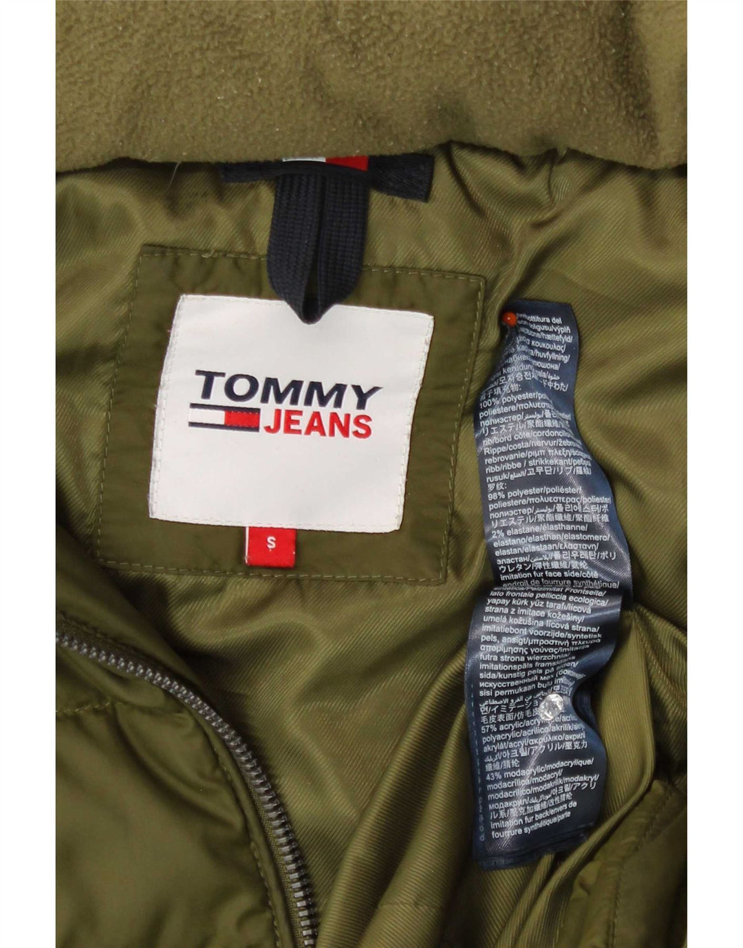 Tommy Hilfiger Dame Hættejakke UK 10 Small Khaki Polyester