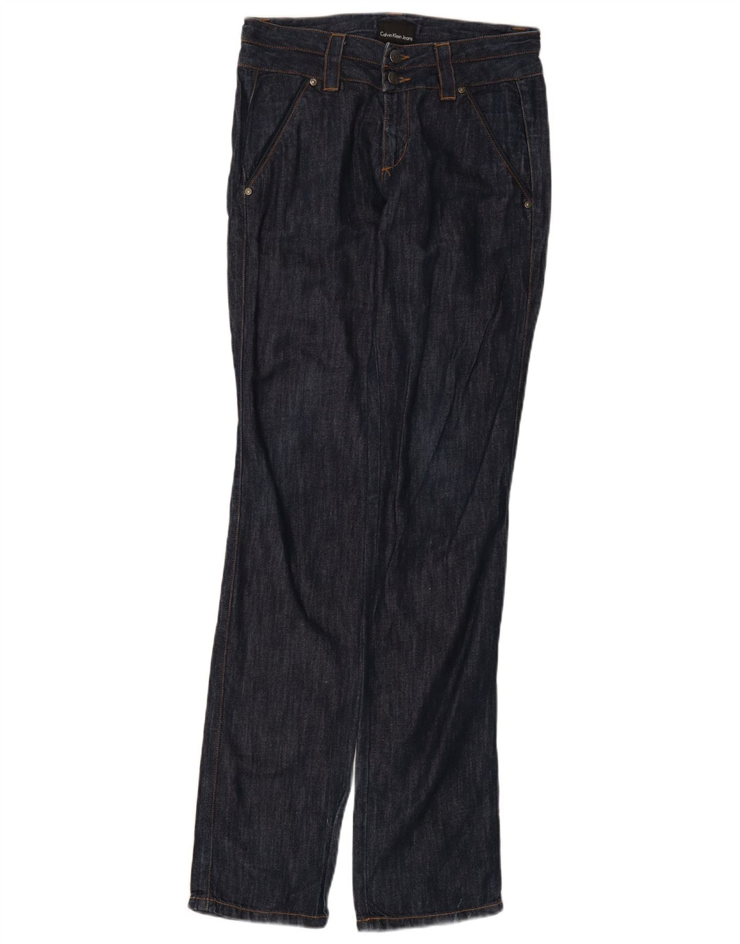 CALVIN KLEIN Lige jeans til kvinder W27 L35 Marineblå bomuld