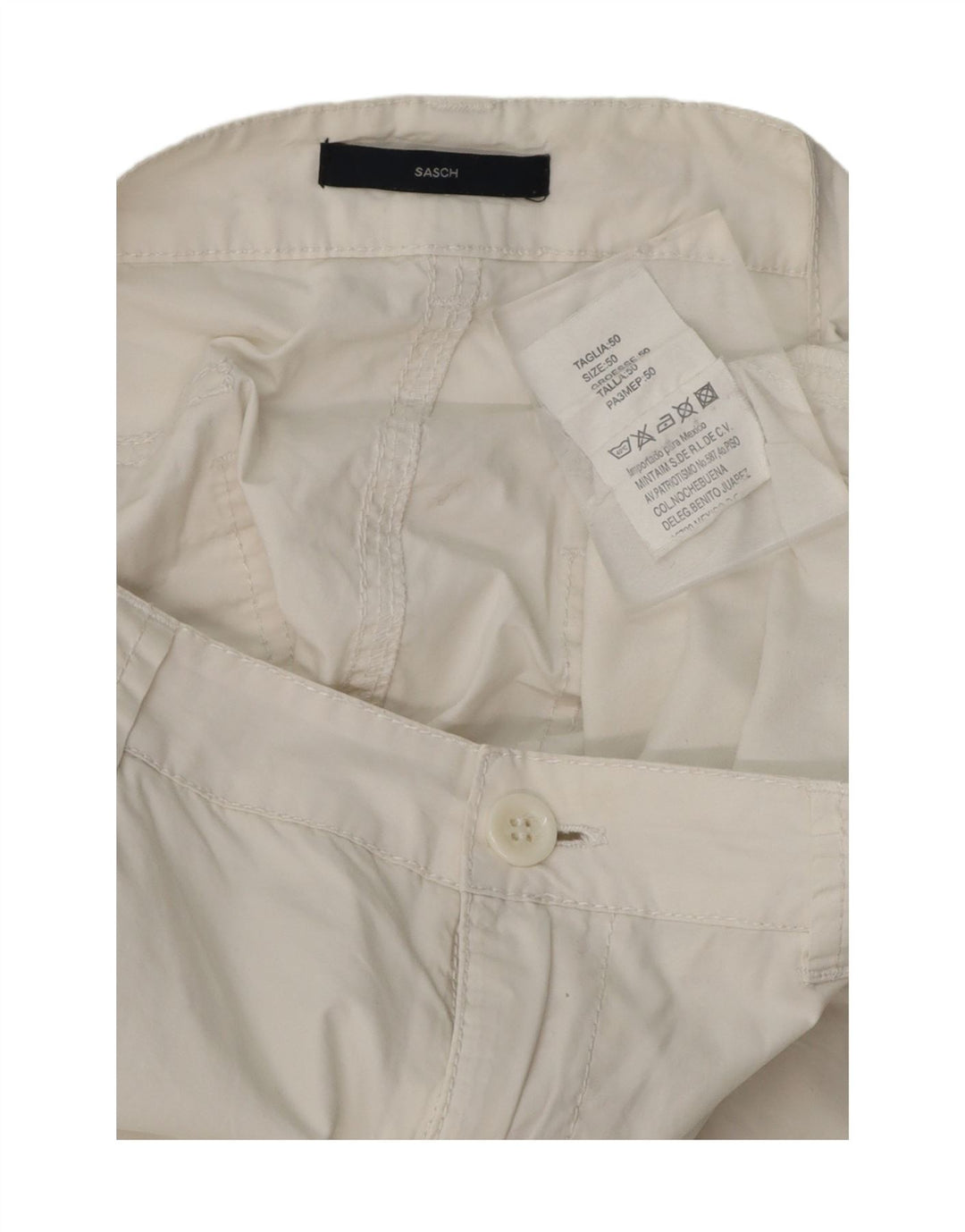 SASCH Mens Cargo Shorts IT 50 Large W36  White Cotton Vintage Sasch and Second-Hand Sasch from Messina Hembry 