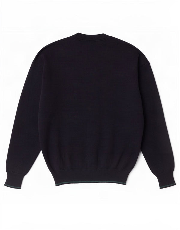 Vintage herre V-hals sweater Medium marineblå plettet polyakryl