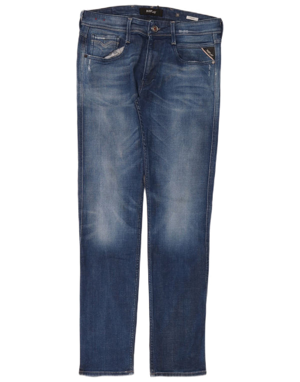 Replay Herre Slim Jeans W32 L32 Blå Bomuld
