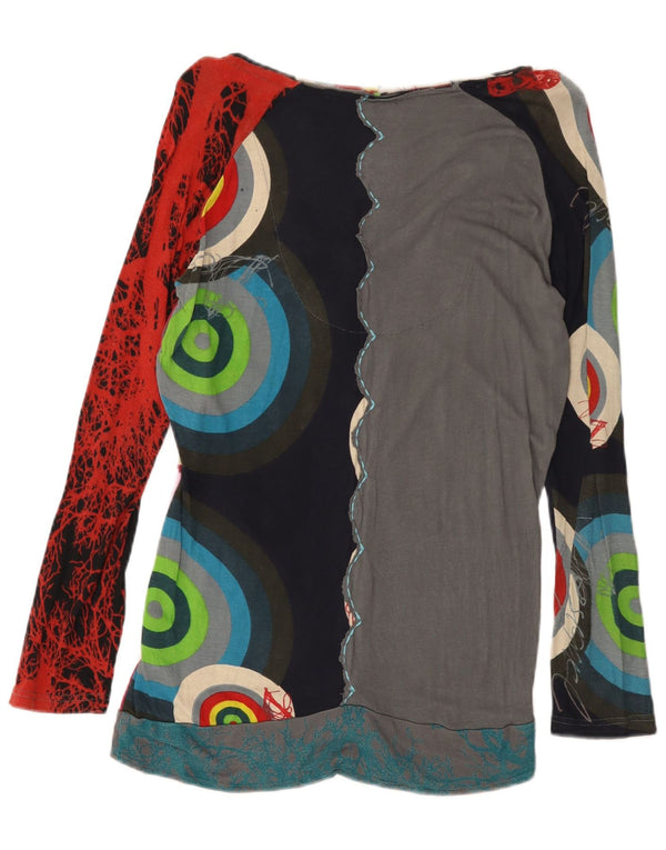 DESIGUAL Womens Graphic Top Long Sleeve UK 18 XL Multicoloured Geometric